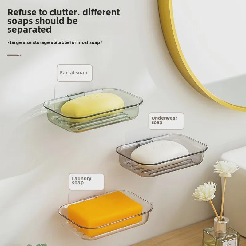 Cutie de Săpun Montată pe Perete fără Găuri cu Drenaj și Depozitare Fără Urme