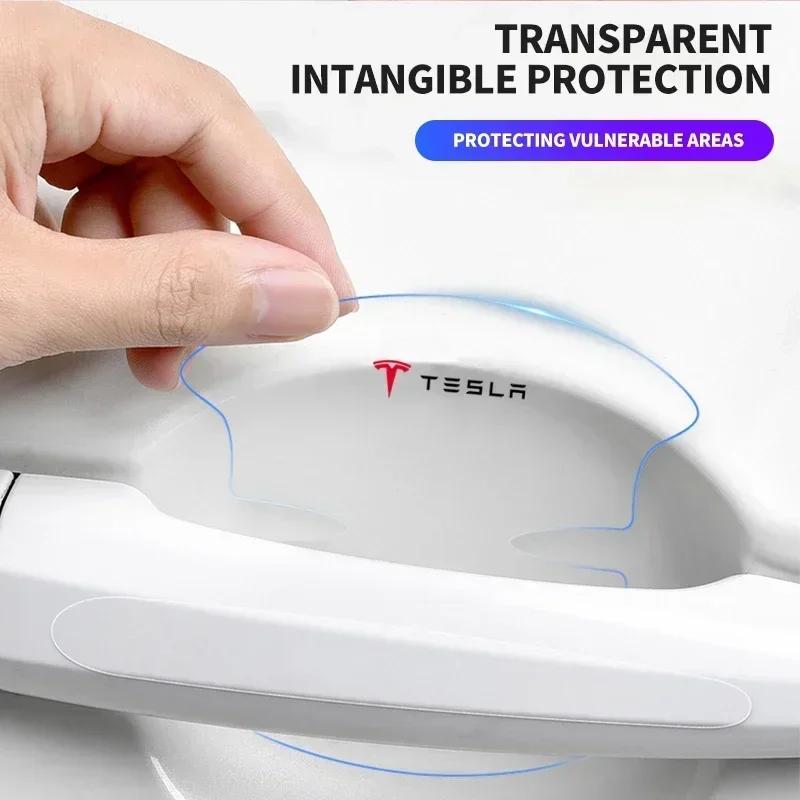 Autoaufkleber 2025 Neu Tesla Autotürschale Griff Kratzfest Transparente Aufkleber Für Tesla Model 3 2021 S X Y Stil Roadster In