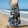Women's Casual High Waist Drawstring A-line Skirt Color Skirt With Pockets