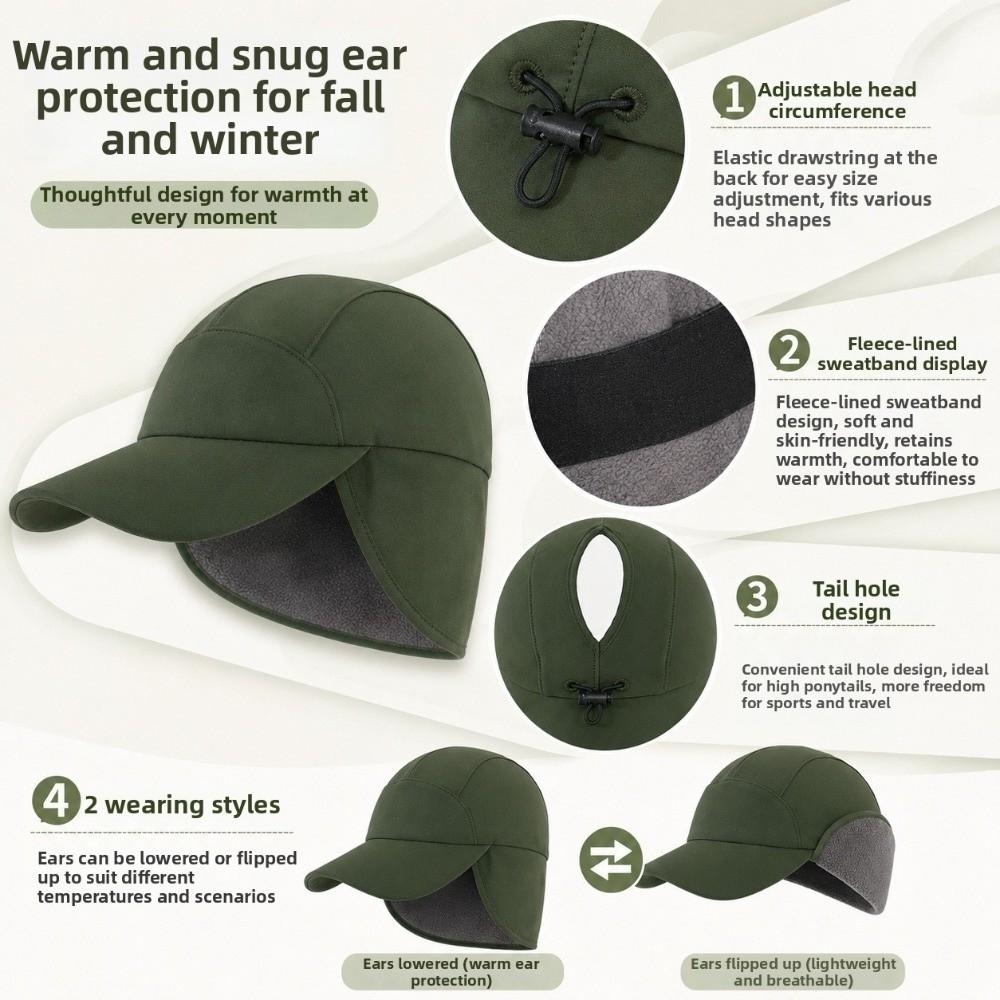 Thickened Fleece Ear Flap Baseball Cap Warm Winter Sports Hat Fashion Windproof Running Hat