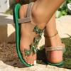 Rhinestone butterfly decorative flat sandals women's large size elastic band outside wearing beach sandals