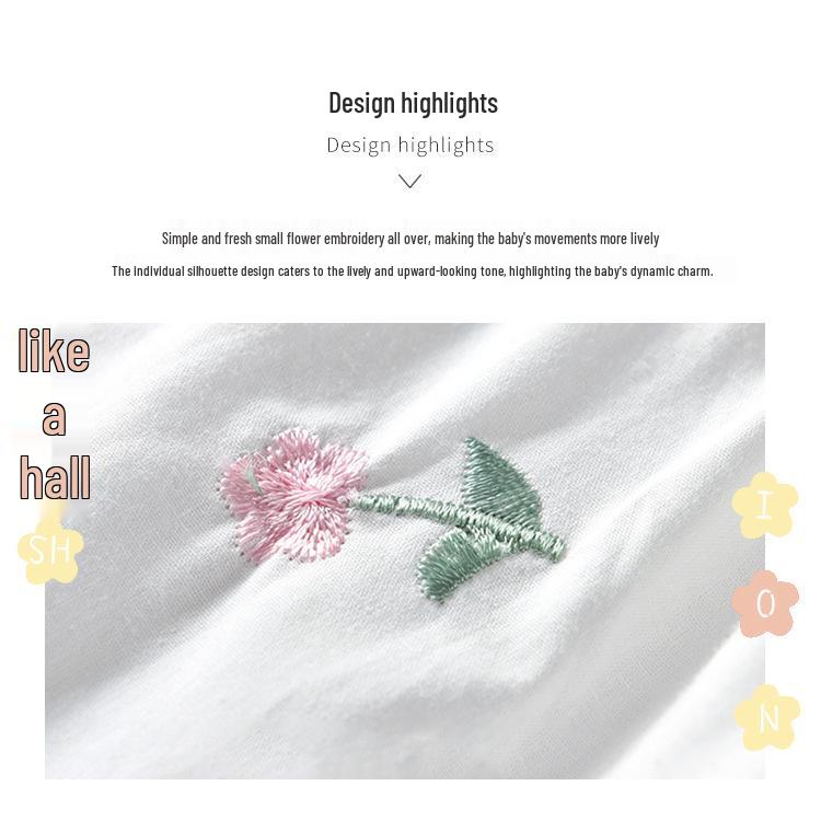 2025 New Summer Girls' Korean Style Embroidered Short Sleeve White Shirt