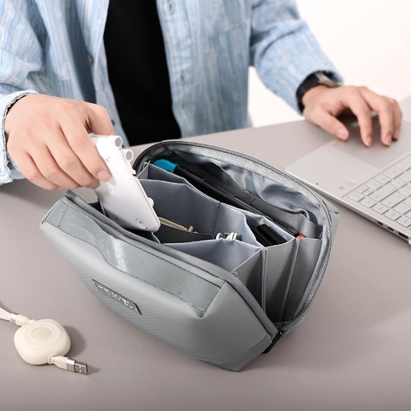 Travel Bag Pouch Electronic Accessories Organizers with Handle Carrying Case Shockproof Storage Bag for Data Cable Phone