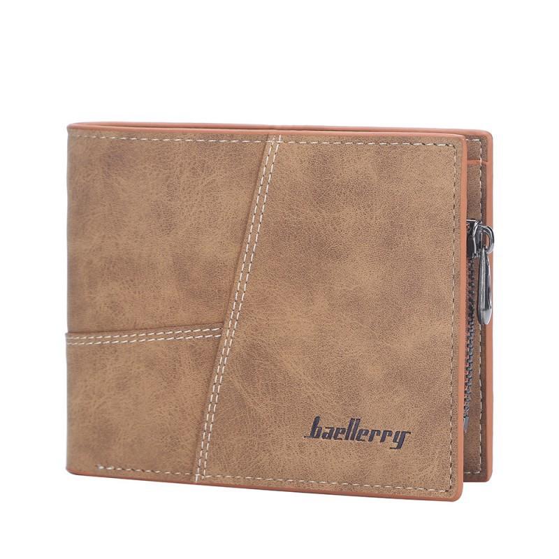 Wallet Men's Short Style European American Retro Multi Card Business Ticket Holder Vertical Zipper