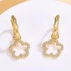 S925 Silver Hollow Five-Leaf Clover Zirconia Earrings - Elegant Light Luxury Daily Jewelry