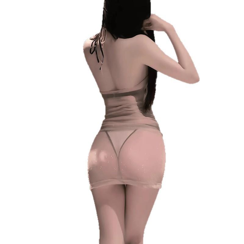 Sexy underwear lace-up soft yarn perspective neck sling skirt sexy attack clothing free mesh pure desire