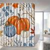1pc hand-painted maple leaf pumpkin shower curtain, high-end elegant bathroom curtain, bathroom decoration pattern