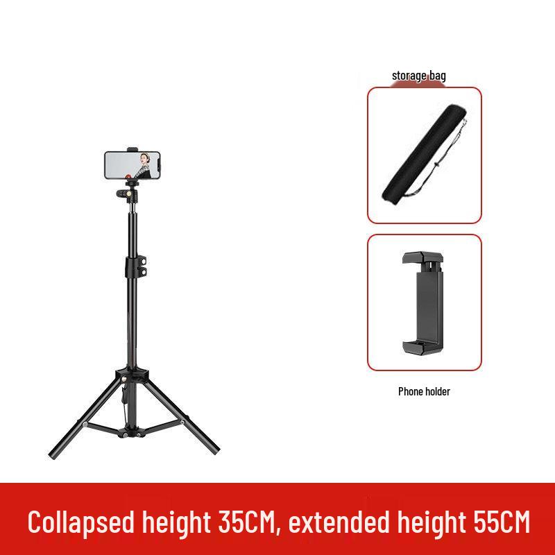 Multifunctional Mobile Phone Tripod with Floor/Desk Stand and Fill Light for Live Broadcast & Selfies