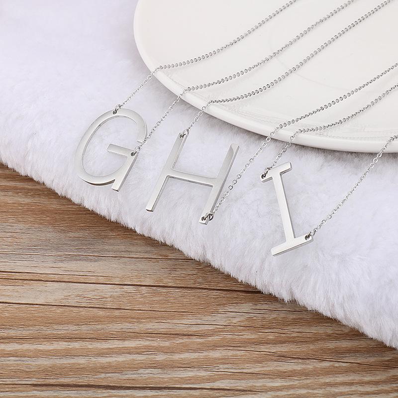 Kalen Clavicle Necklace: 26 English Letter Titanium Steel Necklace for Women - Simple and Elegant Design