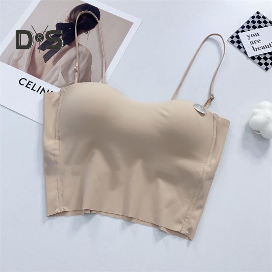 Ledově hedvábná tílka s ramínky a hrudní vycpávkou, nastavitelná ramínka, krásná záda, top kamizolka, elastická tkanina, spodní topy