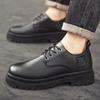 2025 autumn new men's leather shoes fashion trend versatile British style men's shoes platform low-top casual shoes