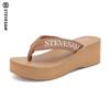 Women's 6cm Thick Sole Wedge Flip Flops - Summer Non-Slip High Heel Toe Post Sandals with Comfortable Woven Strap.