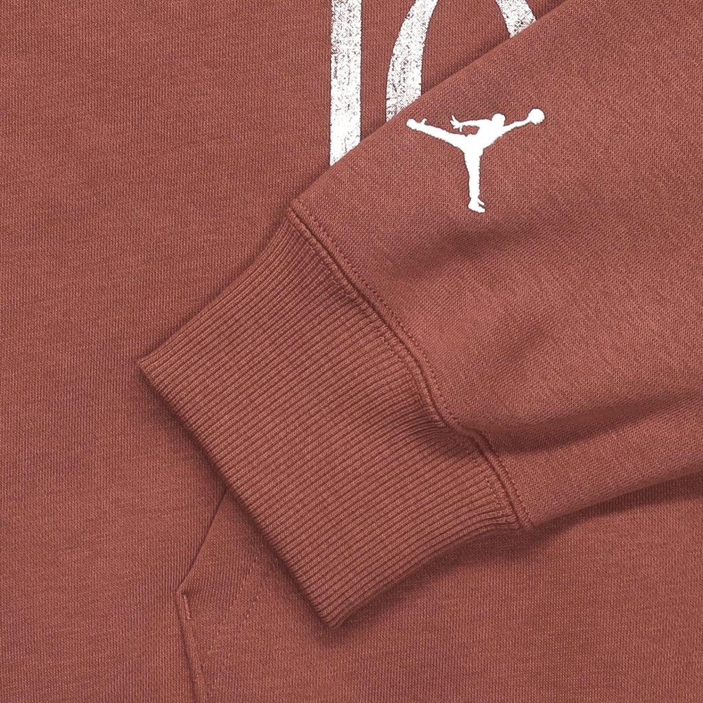 Jordan Brooklyn Fleece Letter Print Fleece Lined Long Sleeved Hooded Sweatshirt Women's Gray Peach Red FN5435-209