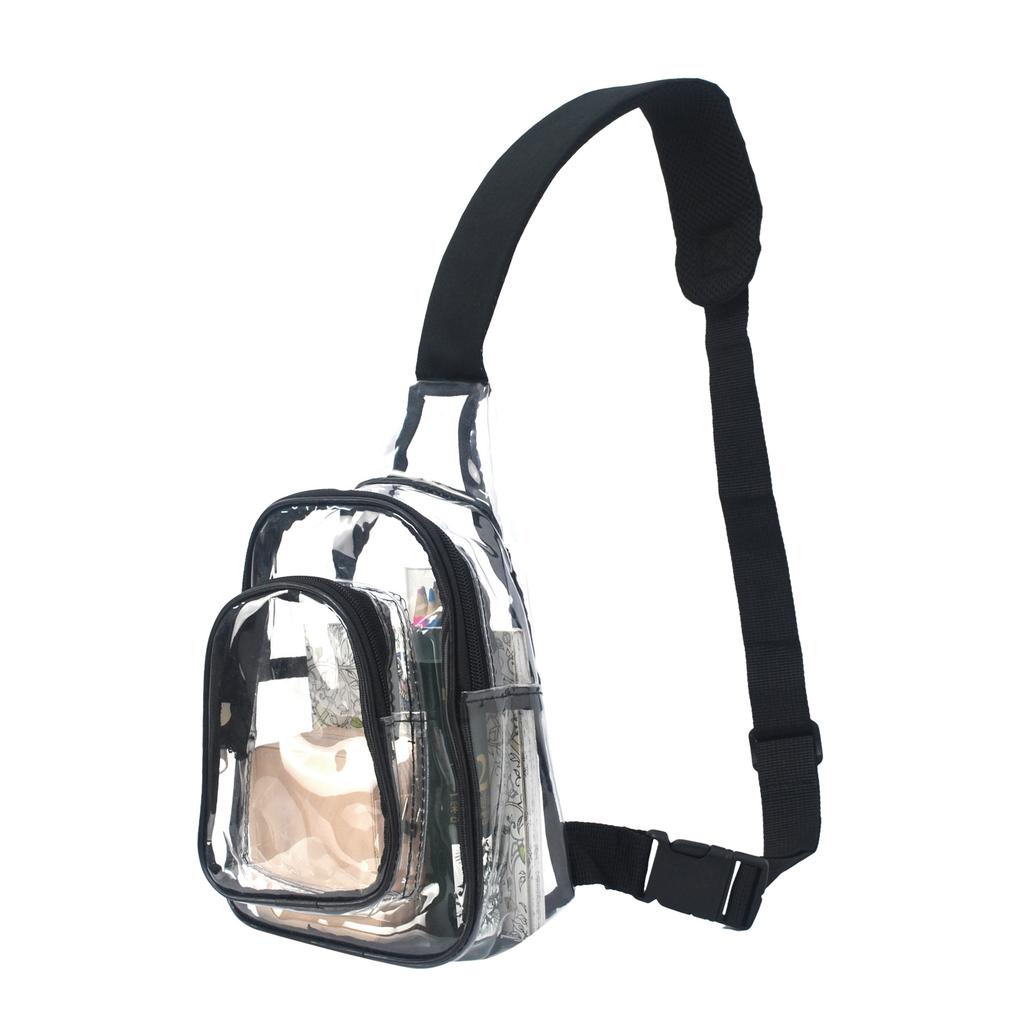 PVC transparent shoulder chest bag outdoor travel backpack gym visual bag shoulder messenger bag
