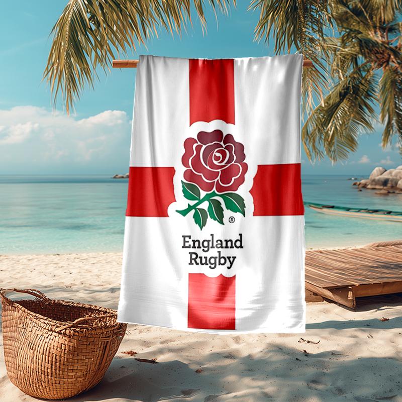 Ultra-Soft Beach Towel with England Rugby Theme,Ideal for Pool - Camping, Diving - Perfect Travel Essential, Vibrant Beach Towel.
