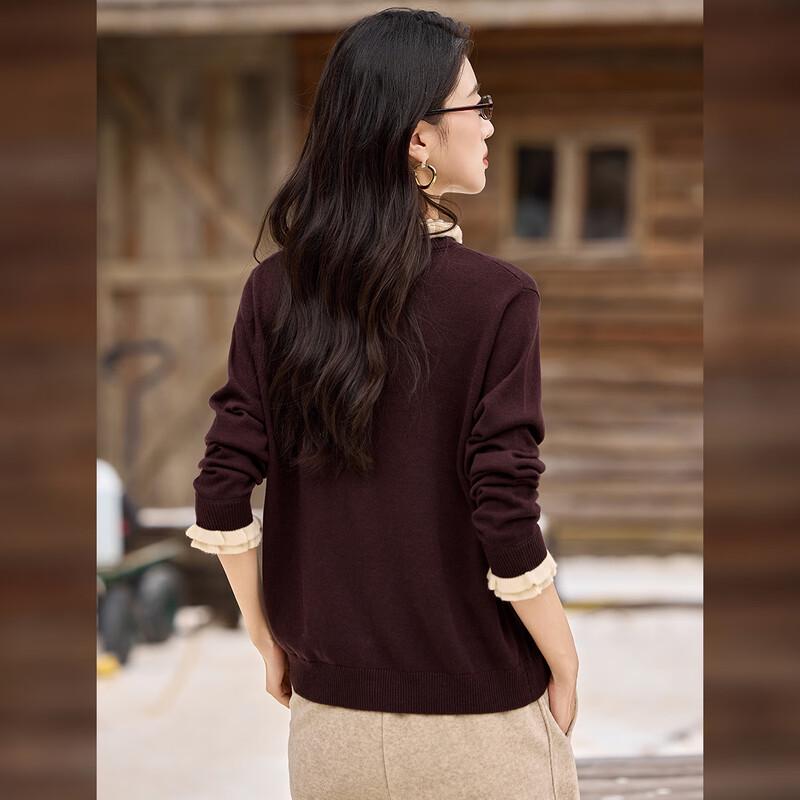 Women's Elegant Ruffle Trim Knitted Sweater