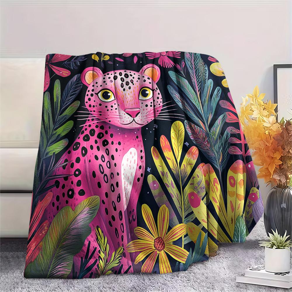 

Leopard Print Flannel Blanket, High quality Comfortable for All Seasons, Home Decor, Warmth and Comfort, Perfect for Christmas Gifts 80cm x 120cm