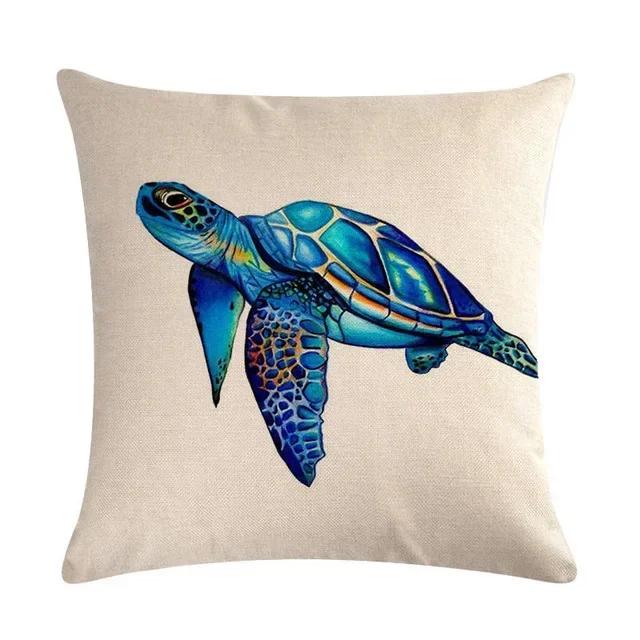 Ocean Breeze Turtle Pattern Double-sided Printed Pillow Cover Short Plush Suitable Living Rooms Bedrooms Throw Cushion Cover