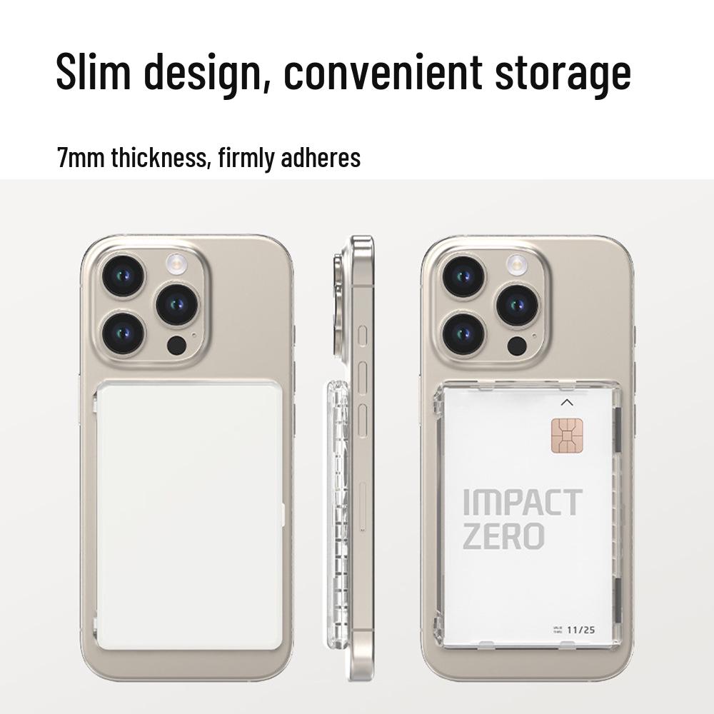 Universal Magnetic Phone Card Holder: Transparent Detachable Sleeve for Apple 17PM