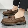 Women's genuine leather low-top small leather shoes fringed loafers student round head casual shoes