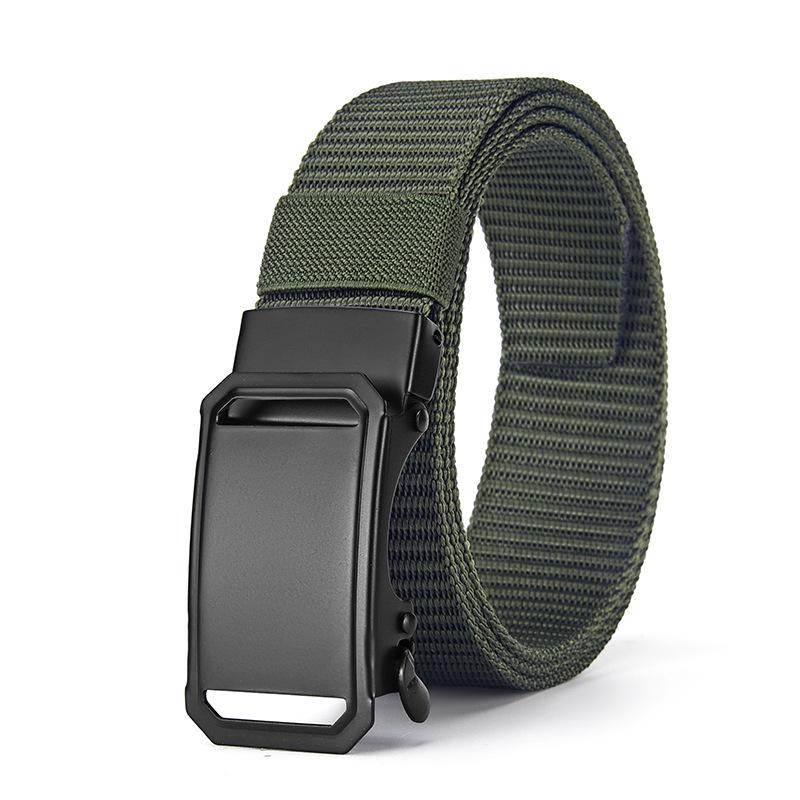 Men's Tactical Canvas & Nylon Woven Belt with Leather Trim - Elastic and High-End Accessory