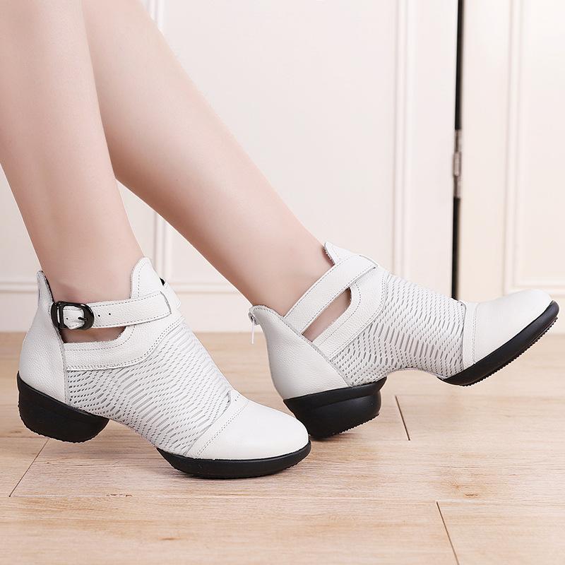 Scarpe da ballo con superficie in rete da donna Scarpe casual da ragazza Scarpe da ballo con tacco alto Scarpe da ballo moderne da esterno per signore Scarpe da ballo quadrato Jazz