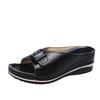 2025 Foreign Trade Large Size Cool Slippers Women's New European and American Casual Hollow Buckle Wedge Slippers Open-toed Sandals