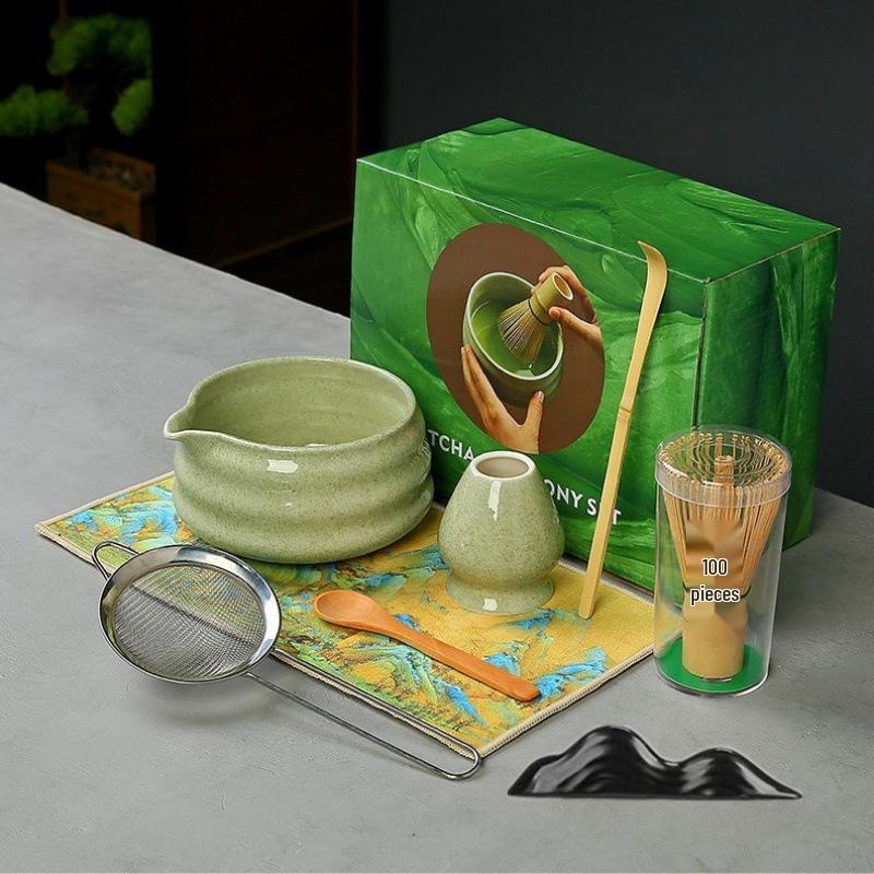 Japanese Ceramic Matcha Bowl Set with Bamboo Chasen Whisk – Perfect for Song Dynasty Tea Ceremony
