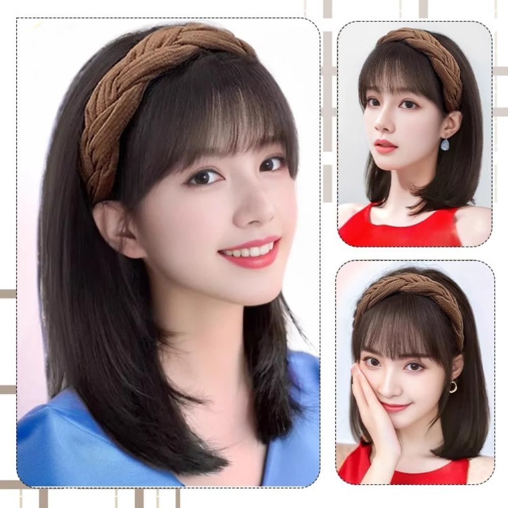 Clip In Half Headband Wig Fake Hair Women Hair Hoop Hair  Accessories Synthetic Headband Wigs