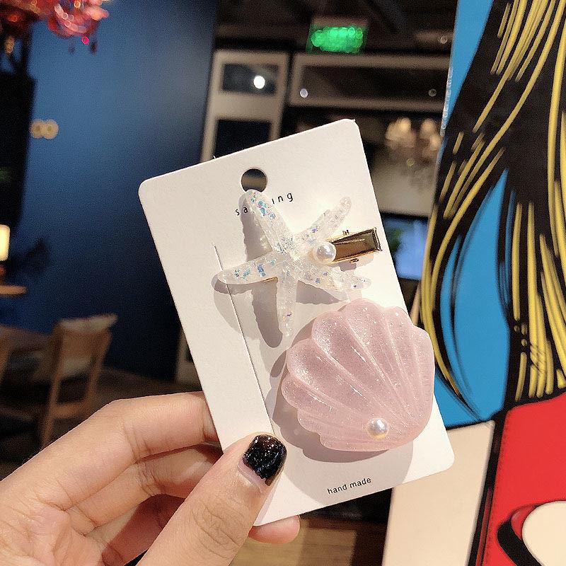 Korean Seashell Starfish Side Clip Acrylic Hair Accessory