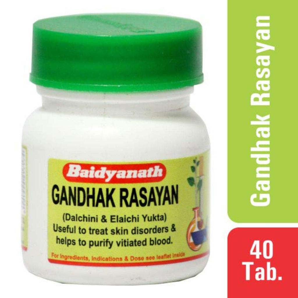 Baidyanath Asli Ayurved Gandhak Rasayan 40 Tablets Ayurvedic Skin Care Supplement for Unisex