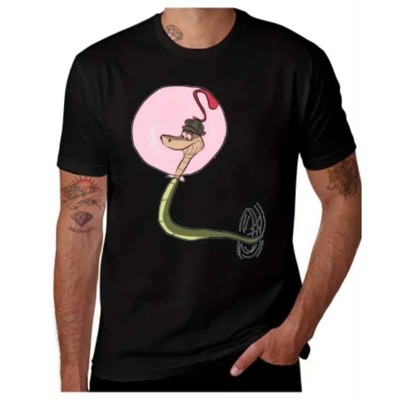 Men's Anime Print T-Shirt - Anime Character Print Crew Neck Short Sleeve Shirt, Machine Washable, Suitable for Anime Apparel and Party Outfits