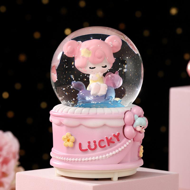 Boîte à musique boule de cristal Cœur de fille Artisanat Décoration de bureau Maison Bureau Décoration de Noël Anniversaire Mariage Boîte à musique Décoration Cadeau
