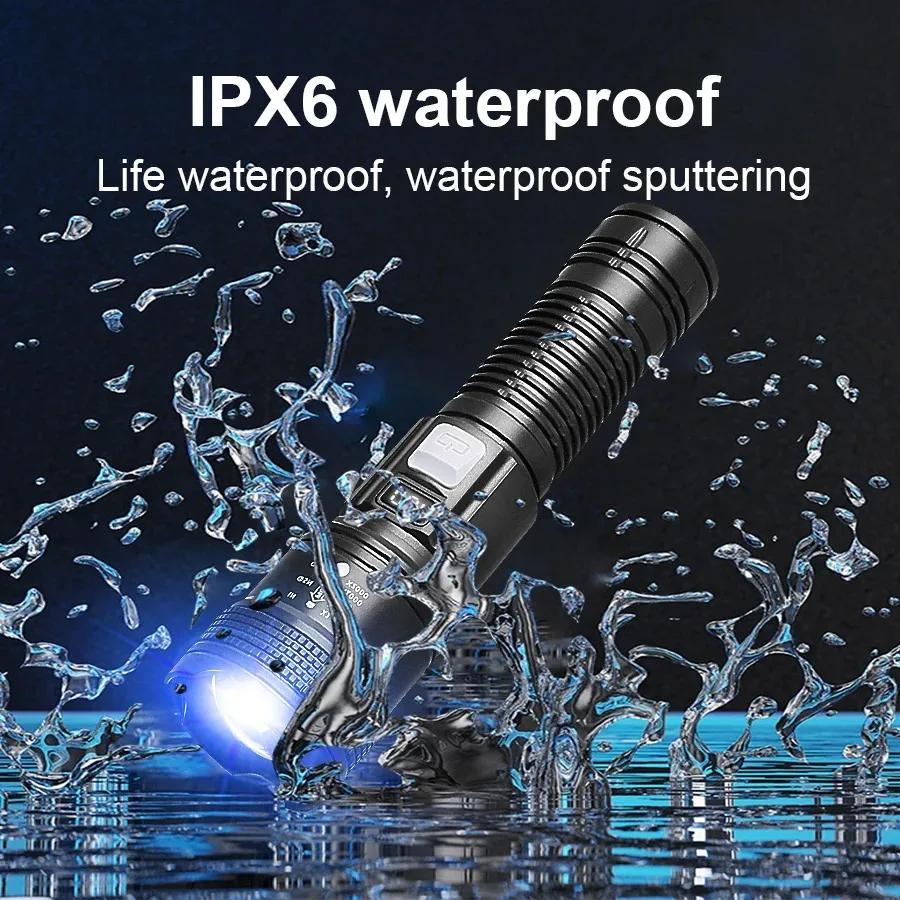 2000000LM Ultra-High Power Flashlight Digital Electronic Display Waterproof Torch Zoom Hand Light Outdoor Camping Lantern