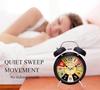 Table Clock Retro Twin Bell Metal Frame Alarm Clock with Night Backlight Function & Silent Motion, Bedside Luminous Alarm for Students