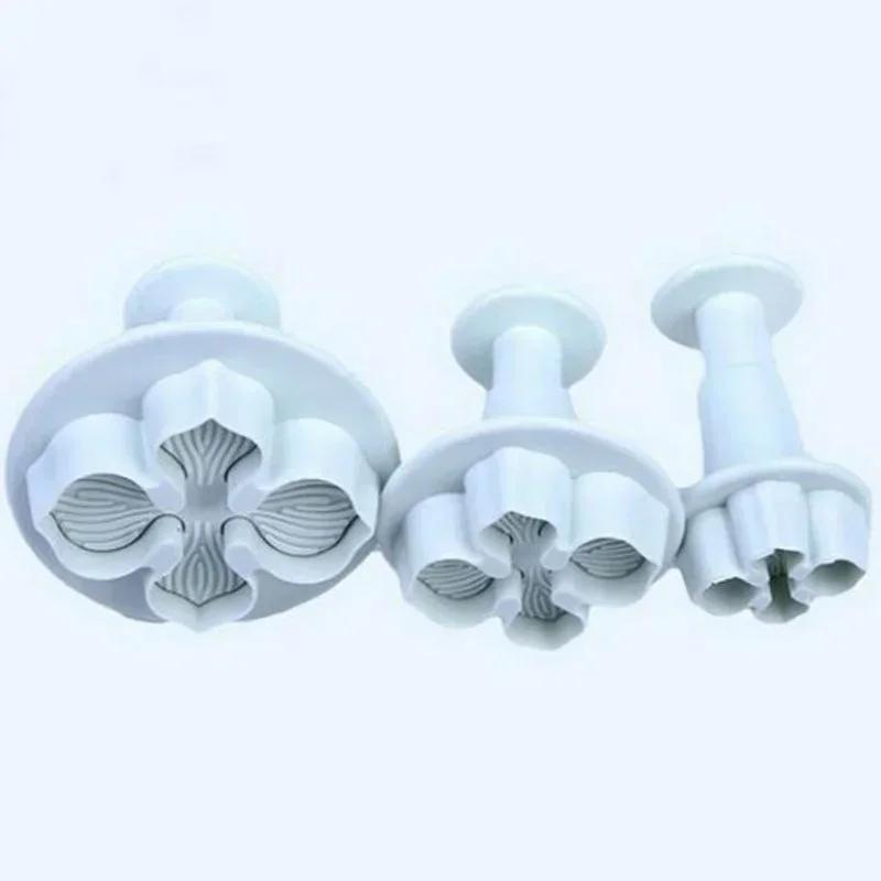 Outils de Cuisine pour la Pâtisserie 3 Pièces/Ensemble Silicone Hortensia Fondant Décoration de Gâteau Coupe-Emporte-Pièce à Piston Moule Fleur Épanouie Outils de Gâteau Maison