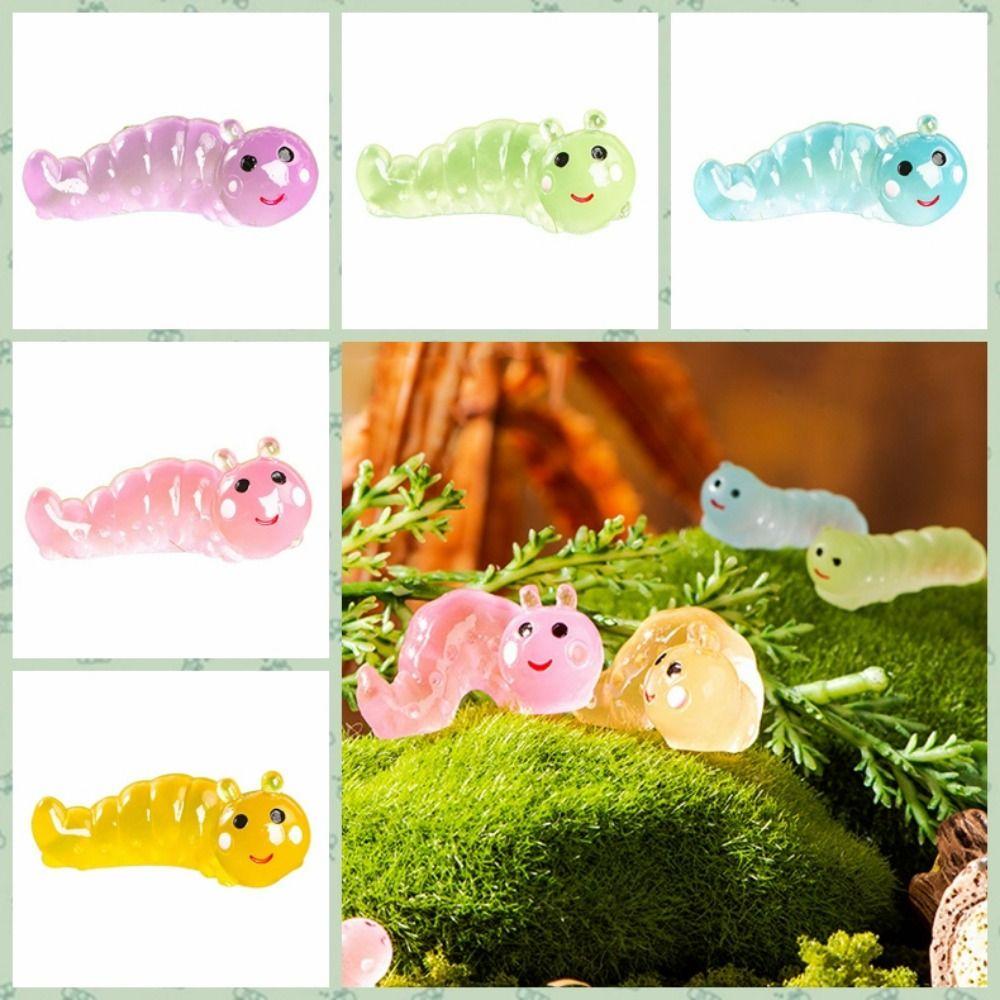 

Luminous Resin Caterpillar Figurines Cute Mini Caterpillar Ornament Micro Landscape L фиолетовый