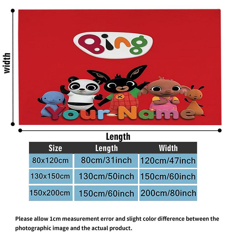 1PC Bing Custom Name Patterned Flannel Blanket Suitable For All Seasons for Home Decor Warmth and Comfort Gifts Holiday Present