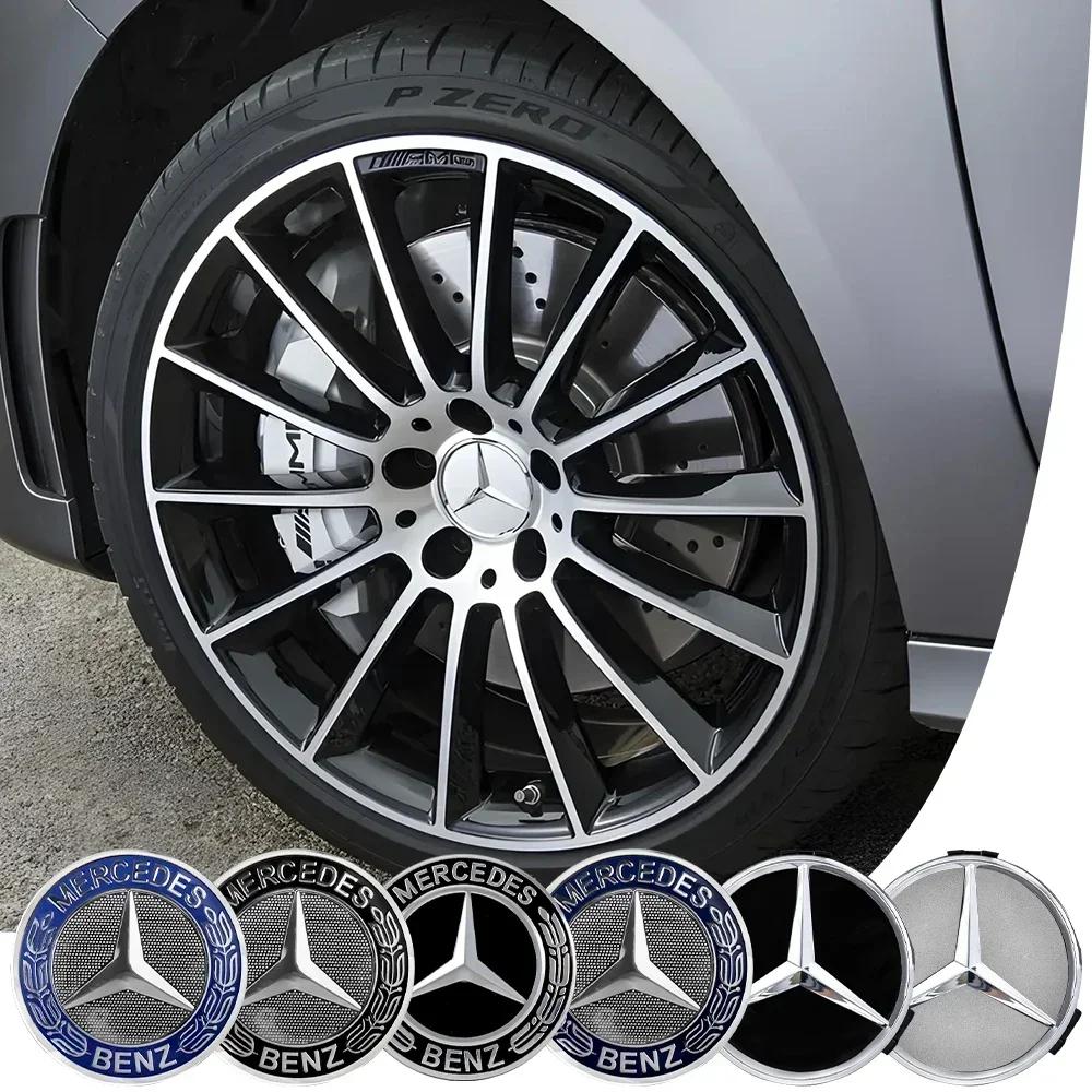 CFB1 2025 Hot For Mercedes Benz 4Pcs 75mm Car Wheel Center Hub Caps Cover Badge Accessories for Mercedes Benz B/C/E/S Class A Class C