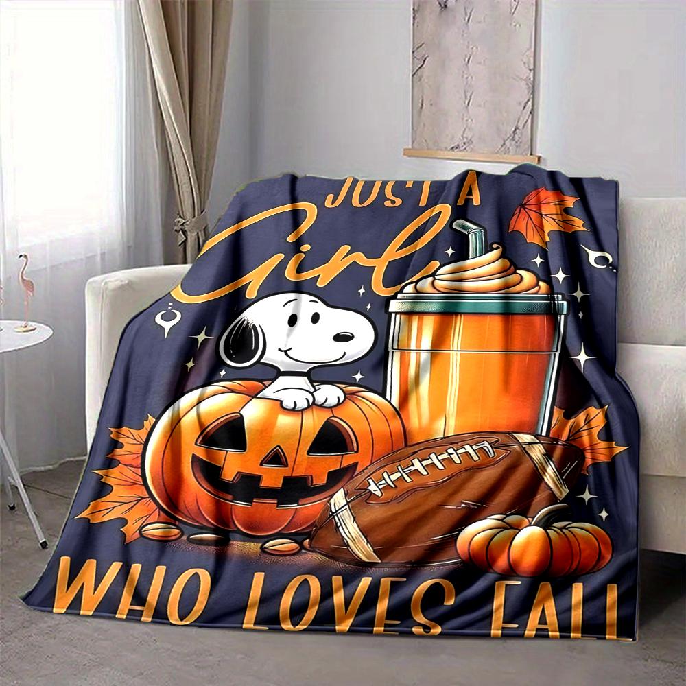 1Pc Halloween Snoopy Pumpkin Night Blanket Soft And Comfortable Casual Warm Camping Travel Christmas Halloween Gift M917102
