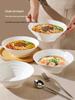 8-inch Pure White Ceramic Noodle Bowl Set - 4-Piece Conical Design for Ramen & Mala Tang