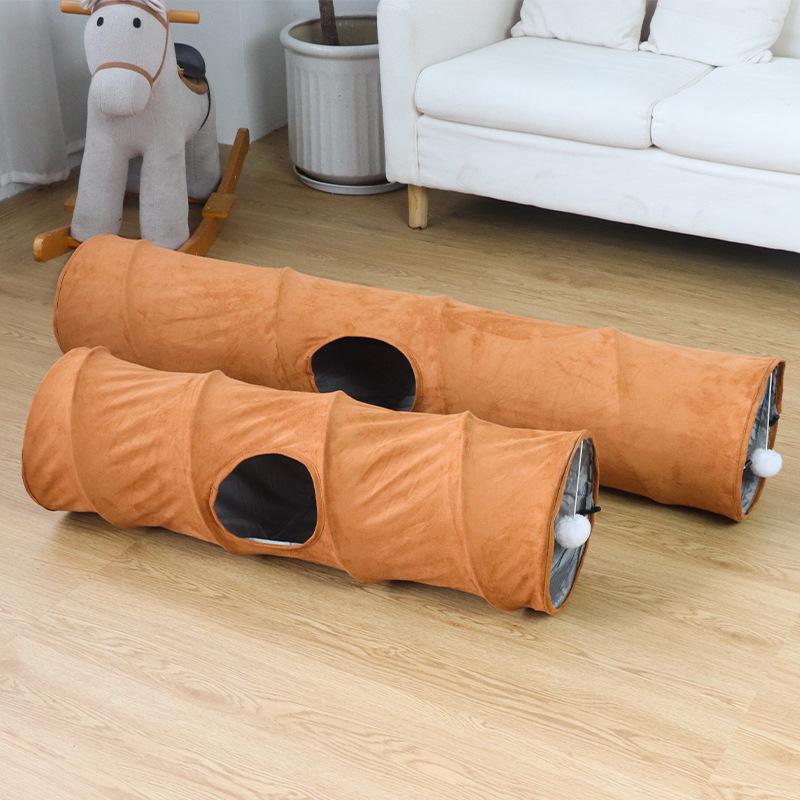 Foldable Double-Layer Cat Tunnel Toy – Suede, Easy Storage, Self-Amusement Pet Supplies