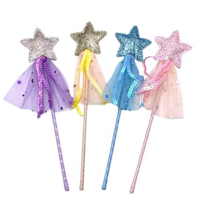 4x/set Nice Princess Wand Girls Star Wand Toy Dress-up Cosplay Prop Costume Supplies Birthday Party Favor Gifts for Kids