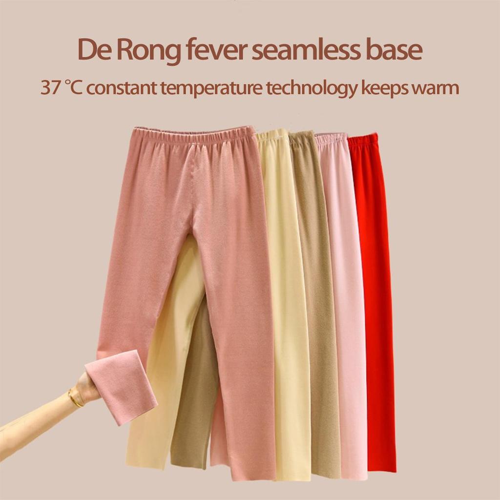 Women's Seamless Velvet-Lined Slim Warm Trousers - Large Size Solid Color Leggings for Fall/Winter