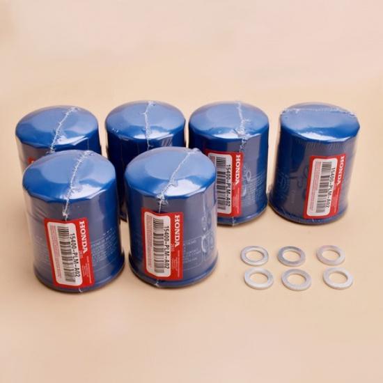 6X Honda Genuine Oil Filters WITH Drain Plug Washer 15400-PLM-A02 NEW SEALED