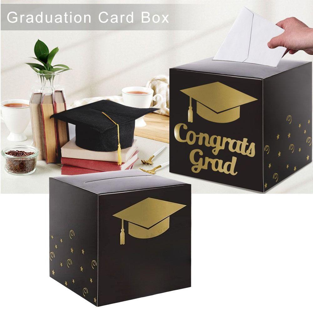 DIY Graduation Voting Box Black Golden Congrats Grad Card Box Graduation Season