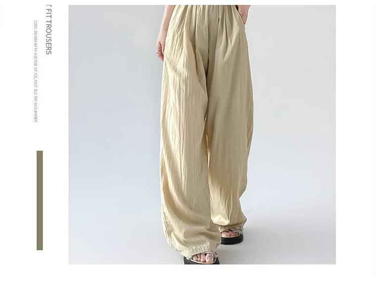 Yamamoto Women's Summer 2025 High Waist Slimming Ice Silk Wide-Leg Pants