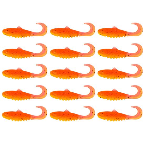 15Pcs 5.5CM/2G Curly Tail Soft Fishing Bait with Glitter Colorful PVC Realistic Bionic Artificial Lure Saltwater Freshwater Fishing Accessories
