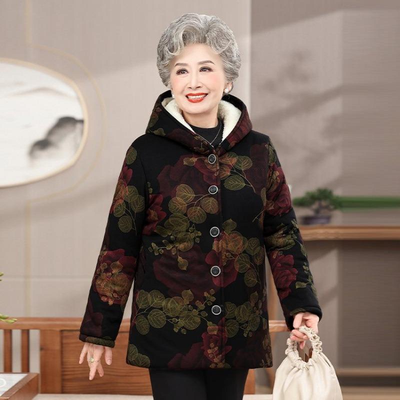 Padded Clothes, Winter Padded Jackets, Hooded and Velvet, Winter Clothes, Old Ladies, Padded Clothes, Warm Jackets, Thickened.