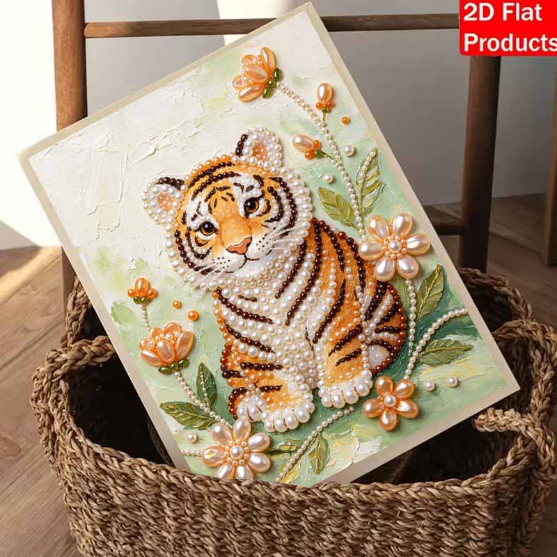 Animal Pearl Painting Handmade Diy Tiger Pearl Art Painting Stickers Home Decoration Gifts